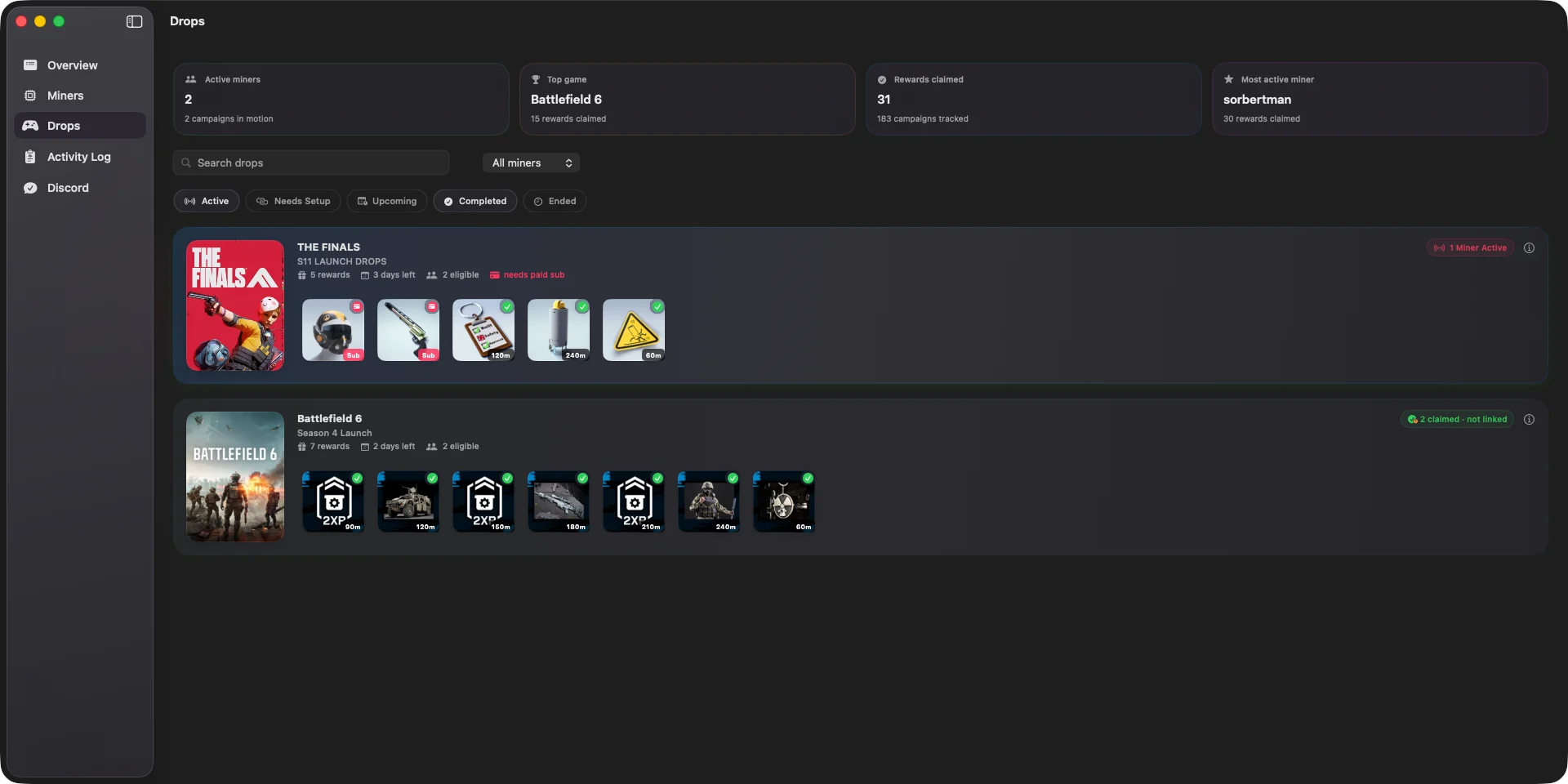 Drops Screen