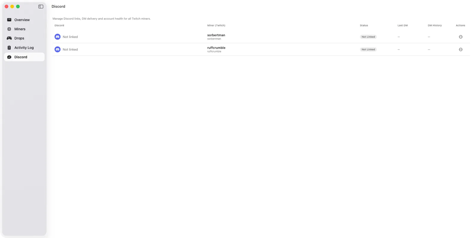 SwiftMiner Discord tab